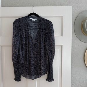 Veronica Beard Navy Floral Blouse